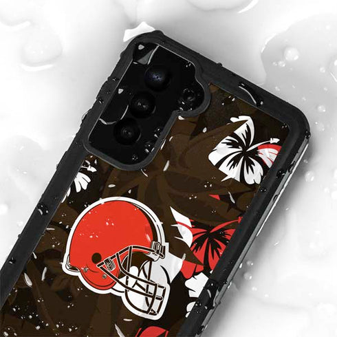 NFL Cleveland Browns Tropical Print Galaxy S24 Plus Waterproof Case